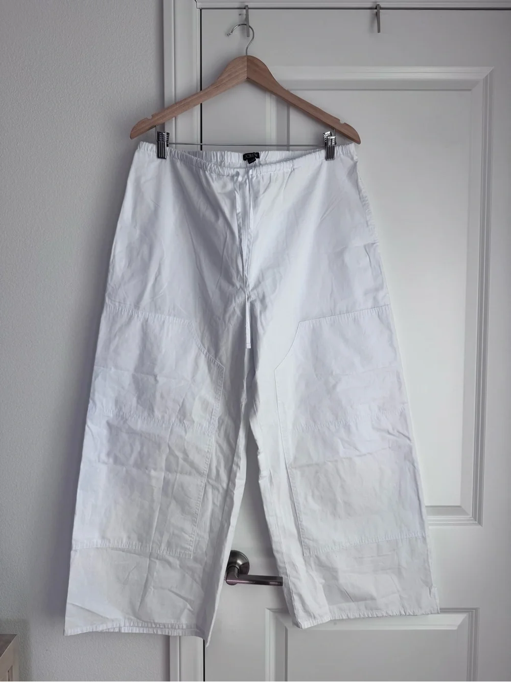 NWT J Crew Luna Pants In Cotton Poplin In White Size L